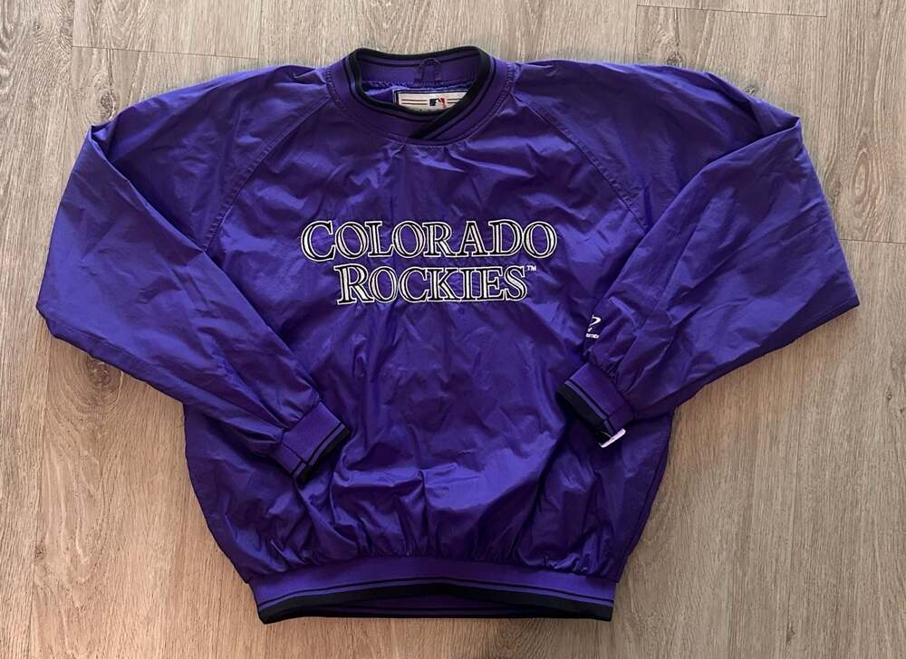 Vintage 90s Logo Athletic Colorado Rockies MLB Pullover Windbreaker Jacket